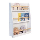 Raft pentru copii GINGER HOME Organizator din lemn pentru carti si jucarii culoare alba pentru camera confortabila a copiilor