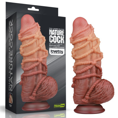 Dildo Realistic Extra Texturat Din Silicon Platinum Dublu-Stratificat, Natural, 24 cm foto