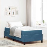 VidaXL Cadru de pat Albastru &icirc;nchis și alb 90 x 200 cm Catifea 3399040