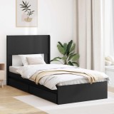 vidaXL Cadru de pat cu depozitare și tăblie Negru 75 x 190 cm 3414426