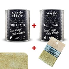 Pachet 1+1 Vopsea Decorativa Magic Effect Brilliant C08 Verde 0.9L + Pensula Cadou