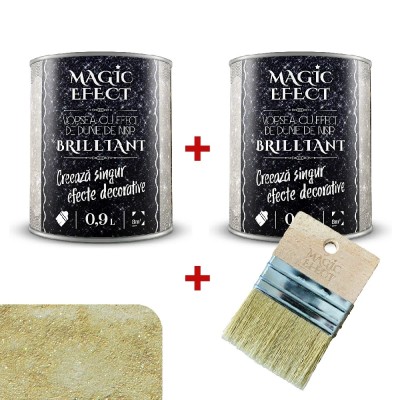 Pachet 1+1 Vopsea Decorativa Magic Effect Brilliant C08 Verde 0.9L + Pensula Cadou foto