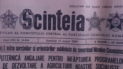 Ziarul Scanteia nr 14614, 13 august 1989, 6 pagini format mare foto