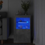 vidaXL Dulap lateral cu lumini LED, gri beton, lemn prelucrat
