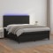 vidaXL Pat cu arcuri, saltea și LED, negru, 160x200cm, piele ecologică 3135831