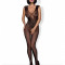 Catsuit Body cu aripi Obsessive, dantela, transparent, elastic, negru