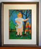 Copil cu o marioneta - pictura pe panza, reproducere dupa Henri Rousseau 50x60cm, Portrete