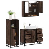 Gossi set mobilier de baie, 3 piese, stejar maro, lemn prelucrat