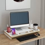 Suport monitor Tjele 54x30x7 cm mdf alb culoarea lemnului [en.casa] HausGarden Leisure