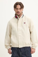 Tommy Jeans geaca barbati, culoarea bej, de tranzitie, oversize, DM0DM20900