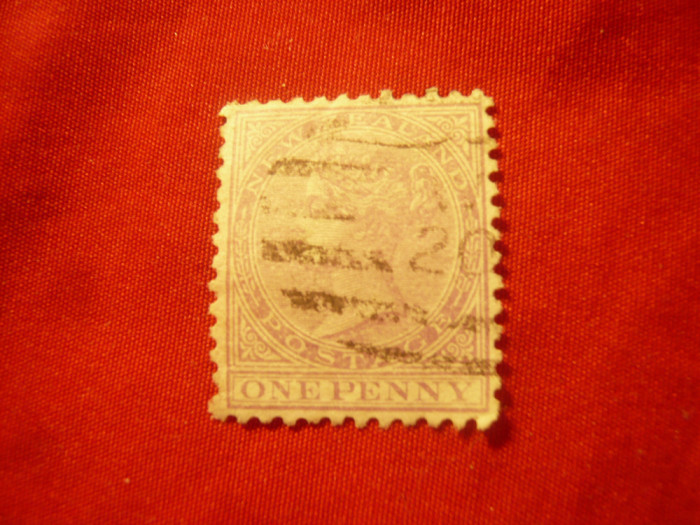 Timbru Noua Zeelanda 1874 Regina Victoria , val. 1p violet stampilat