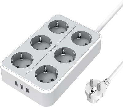 Prelungitor Tessan TS-303, 6 prize, 3 USB 3A, cablu 2m foto