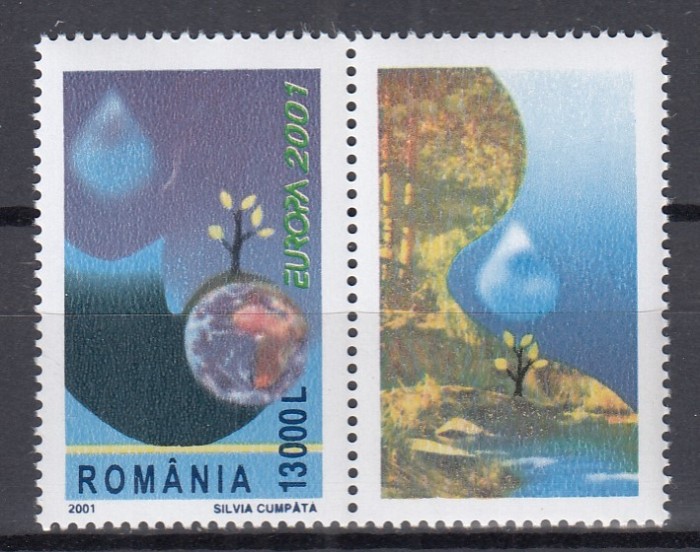 ROMANIA 2001 LP 1550 a EUROPA 2001 SERIE CU VINIETA MNH