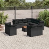 Gossi set canapele de gradina, 12 piese, cu perne, negru, poliratan