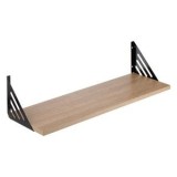 Raft de perete din MDF natural cu suporturi metalice, 60x20x1,5 cm, CMCLASS