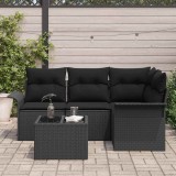 vidaXL Set de canapele pentru grădină 5 pcs Negru poliratan 3354022