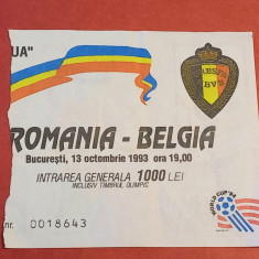 Bilet meci fotbal ROMANIA - BELGIA (preliminariile CM SUA`94/13.10.1993)