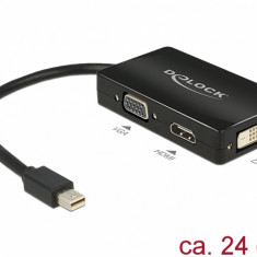 Adaptor mini Displayport la VGA / HDMI / DVI pasiv T-M Negru, Delock 62631