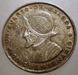 J.179 PANAMA 1/4 UN CUARTO DE BALBOA 1953 ARGINT