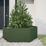 VidaXL Jardinieră grădină verde măsliniu 138x120x45 cm oțel hexagonal