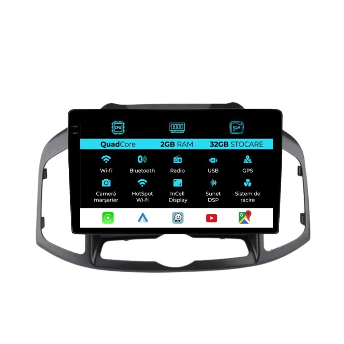 Navigatie Dedicata Chevrolet Captiva (2011-2016), Incell 10Inch, 2Gb Ram, 32Gb Stocare, Carplay
