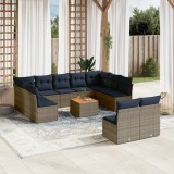 Gossi set mobilier de gradina cu perne, 12 piese, gri, poliratan