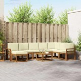 vidaXL Set de canapele de exterior cu pernă 9 pcs Natural și Crem 3366848