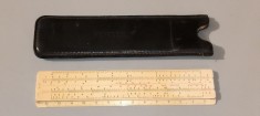 RIGLA CALCUL VINTAGE NESTLER NO. 43 0 + ETUI PIELE LUNGIME 15 CM