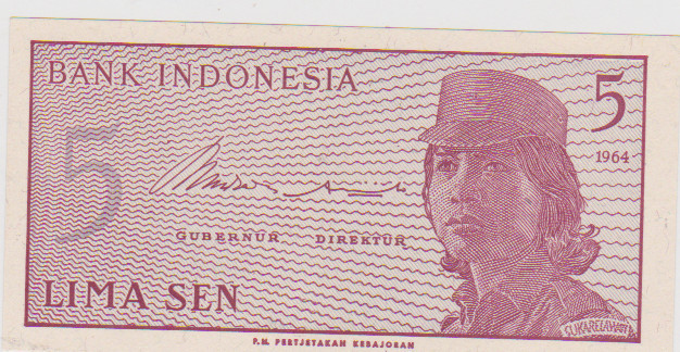 5 LIMA SEN INDONEZIA 1964 / UNC