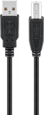 Cablu USB 2.0 HI-SPEED tata tip A - USB 2.0 tata tip B 1m pentru imprimanta 0.48Gbit/s cupru negru 96185 Goobay foto