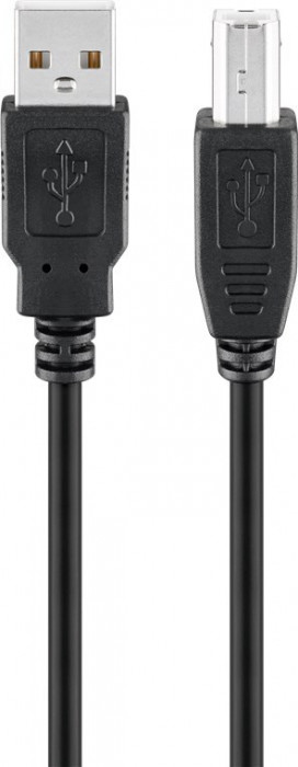 Cablu USB 2.0 HI-SPEED tata tip A - USB 2.0 tata tip B 1m pentru imprimanta 0.48Gbit/s cupru negru 96185 Goobay