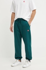 The North Face pantaloni de trening din bumbac Axys barbati, culoarea verde, neted, NF0A8C1U6GI1