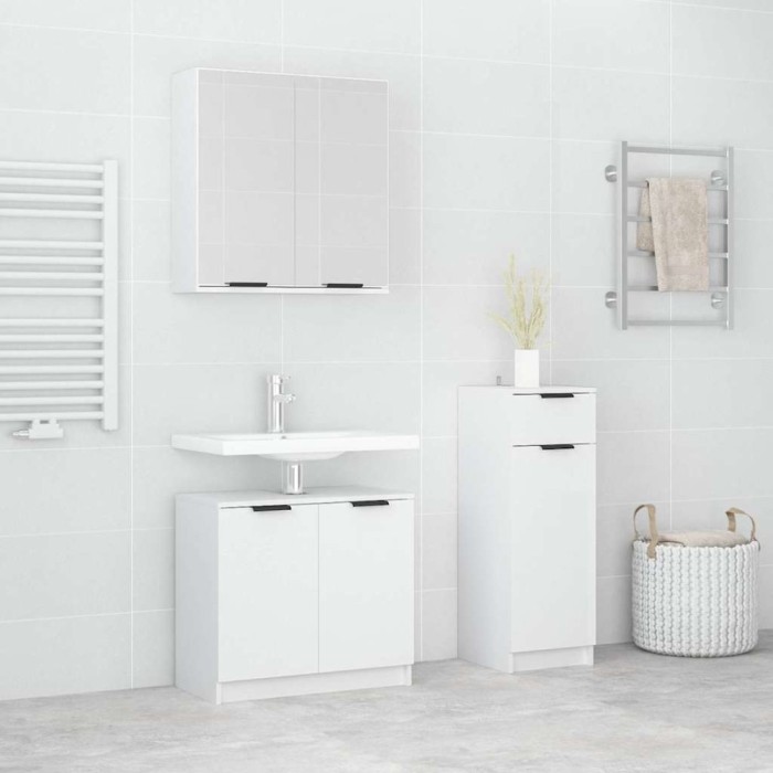 vidaXL Set dulapuri de baie, 3 piese, alb, lemn prelucrat 3115868