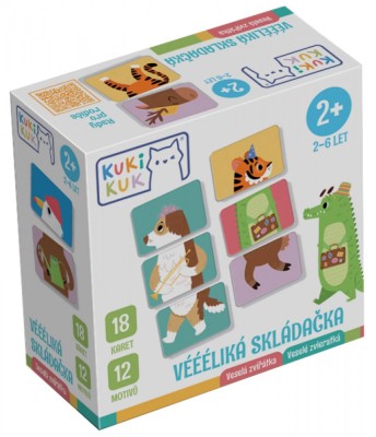 Joc educational pentru copii, Animale Mix and Match, KuKiKuk Efko, 18 piese mari, carton gros, animatii colorate haioase, varsta 2-6 ani foto