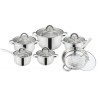 Set 12 Piese Oale Inox Grunberg GR-2441, Inductie, Capace Sticla Termorezistenta, 6 Vase, Distributie Uniforma Caldura