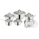 Cumpara ieftin Set oale 12 piese cu 6 vase din inox compatibile cu plita cu inductie