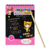 Cumpara ieftin Carnetel creativ roz 20 x 14 cm, Rainbow Scratch Notes, 12 planse razuibile, efect curcubeu, creion din lemn inclus, pentru desen, joaca si activitati