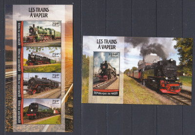 Niger 2016 - LOCOMOTIVE cu ABURI - BL+ KB - MNH foto