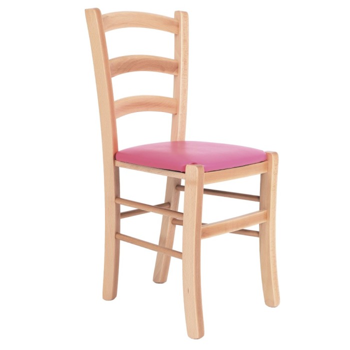 Scaun Paesana - cadru natur - imitatie piele roz - 21896