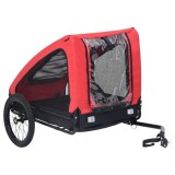 Remorcă de bicicletă pentru animale de companie, roșu &amp; negru