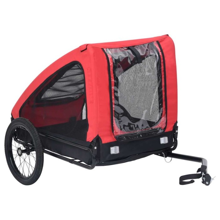 Remorcă de bicicletă pentru animale de companie, roșu &amp; negru