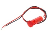 Lampă LED roșie plată &Oslash;8mm 24VDC APEM QS83XXR24 cu cabluri 200mm