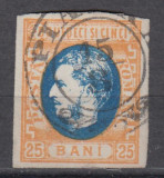 ROMANIA 1869 LP 28 CAROL I CU FAVORITI 25 BANI STAMPILA PIATRA