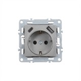 Priză cu &icirc;mpăm&acirc;ntare Nova cu conector USB 2A gri
