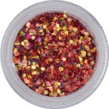 Hexagoane nail art roşii &icirc;n pulbere de sclipici, 1mm