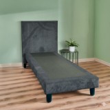 Pat Milano Premium din Lemn Masiv - 80&times;200 cm Gri / Pat