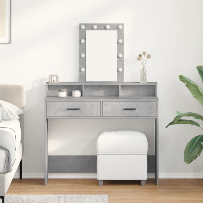 vidaXL Masă de Machiaj cu sertar Gri 100 x 41 x 140 cm Lemn compozit