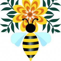 Sticker decorativ, Bee Eats Flower, Galben, 68 cm, 7373ST