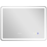 HOMCOM Oglindă de Baie cu Lumină LED 80x60 cm cu Bluetooth 3 Culori de Lumină Ceas Digital Funcție Anti-abur Funcție de Memorie | Aosom Romania