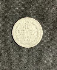 Moneda 10 copeici 1902 argint Rusia